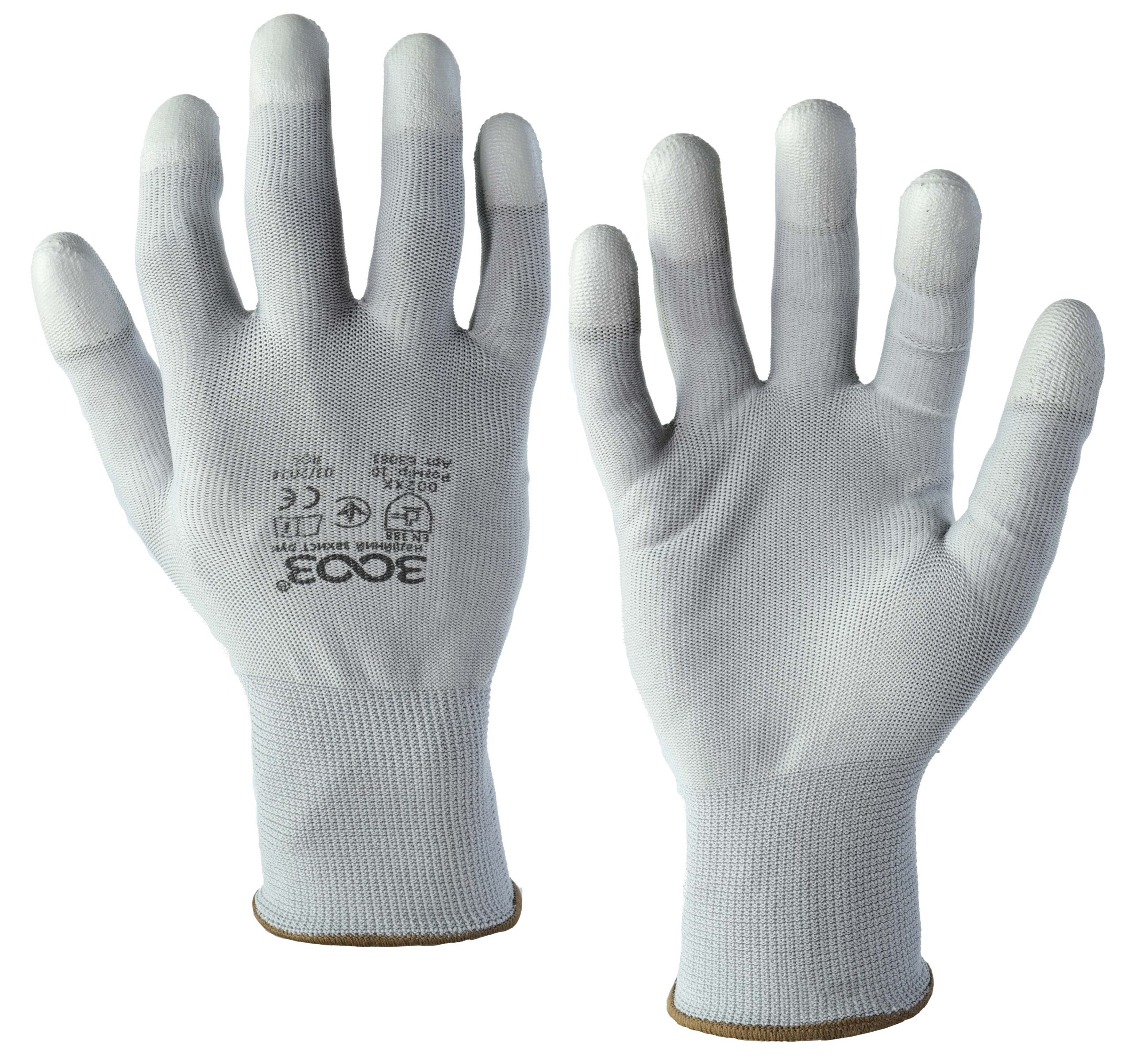 Рукавички 3003 Ros, поліестерові з PU пальчиками, сірі